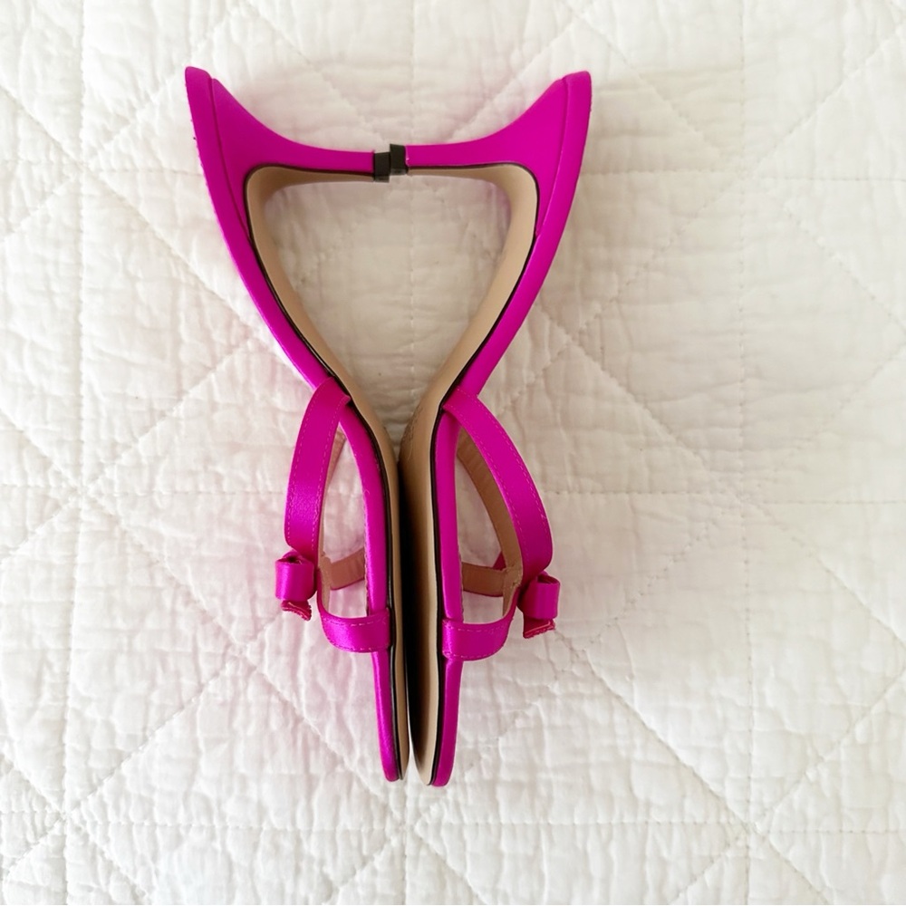 NEW J CREW Strappy Mule Sandals in Satin Bright Berry Pink 7.5 NIB AQ131 - Picture 5 of 10